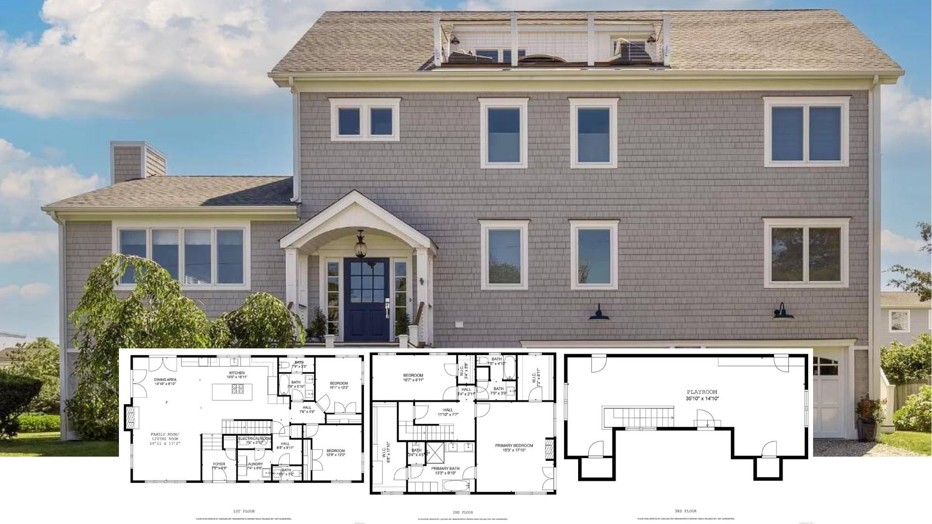 Tour This 4-Story Coastal Shingle Home with Rooftop Fire Table and Flexible Playroom (≈4,250 Sq. Ft, 5 Bed, 4.5 Bath Floor Plan)
