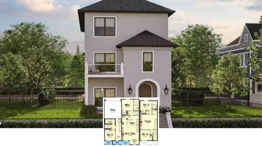 Tour This 4-Bedroom, 4.5-Bath Three-Story Contemporary Classic with a Dashing Juliet Balcony (Floor Plan)