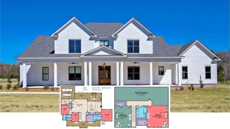 Tour This Bright White Craftsman Home with Wraparound Porch and Show-Stopping Kitchen (3,860 Sq. Ft, 4-Bed, 4.5-Bath Floor Plan)