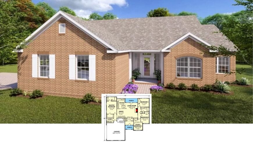 Step Inside This 1,496-Sq.-Ft. Brick Beauty with Classic White Shutters and a Versatile 3-to-4-Bedroom Layout
