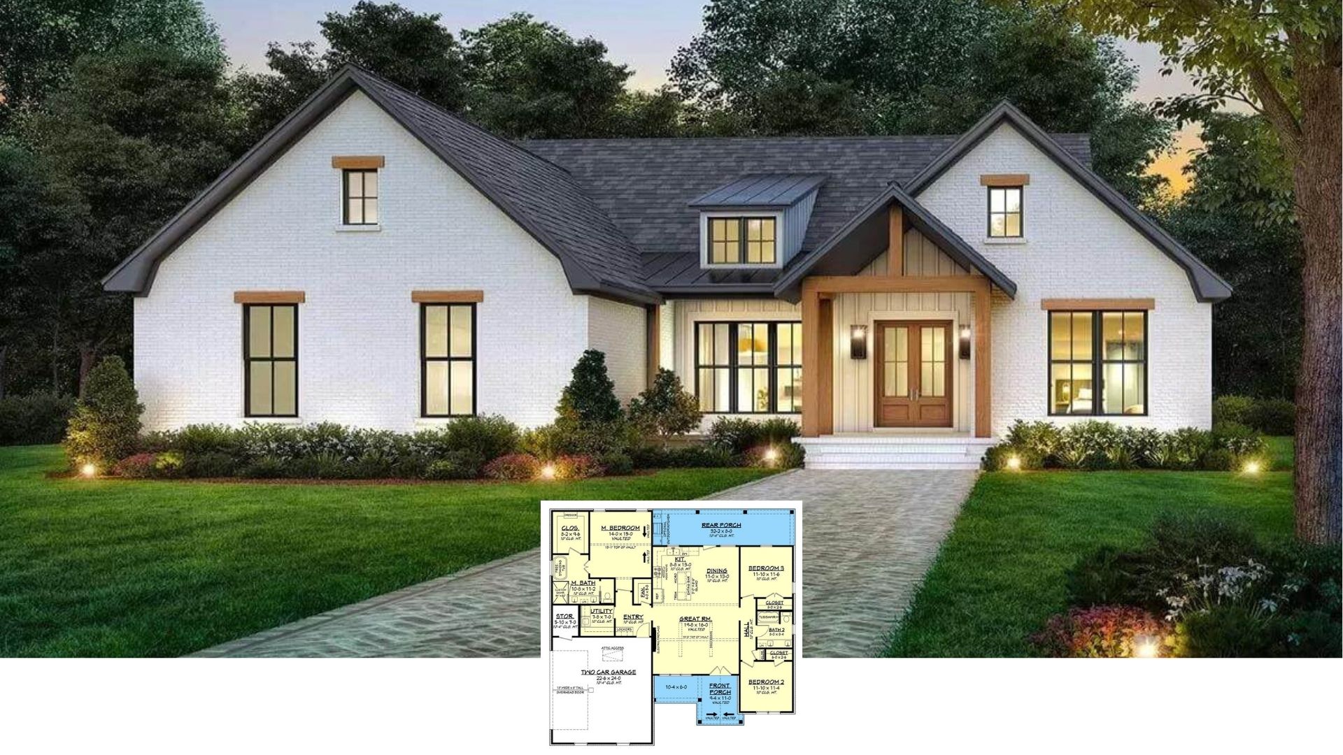Take a Tour of This 3-Bedroom, 2,650 Sq. Ft. White-Brick Craftsman with a Vaulted Great Room (Floor Plan)
