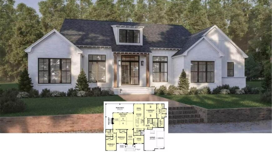 Step Inside This Crisp White-Brick Craftsman with Black Windows and a Vaulted Great Room (Approx. 2,800 Sq. Ft., 4-Bedroom Floor Plan)