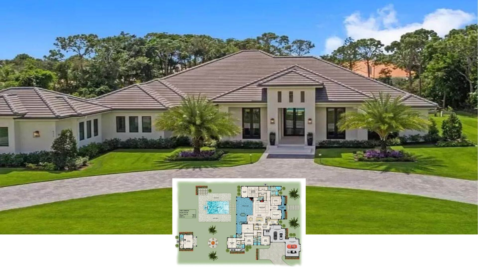 Tour This Symmetrical Contemporary Ranch With a Resort-Style Pool Layout