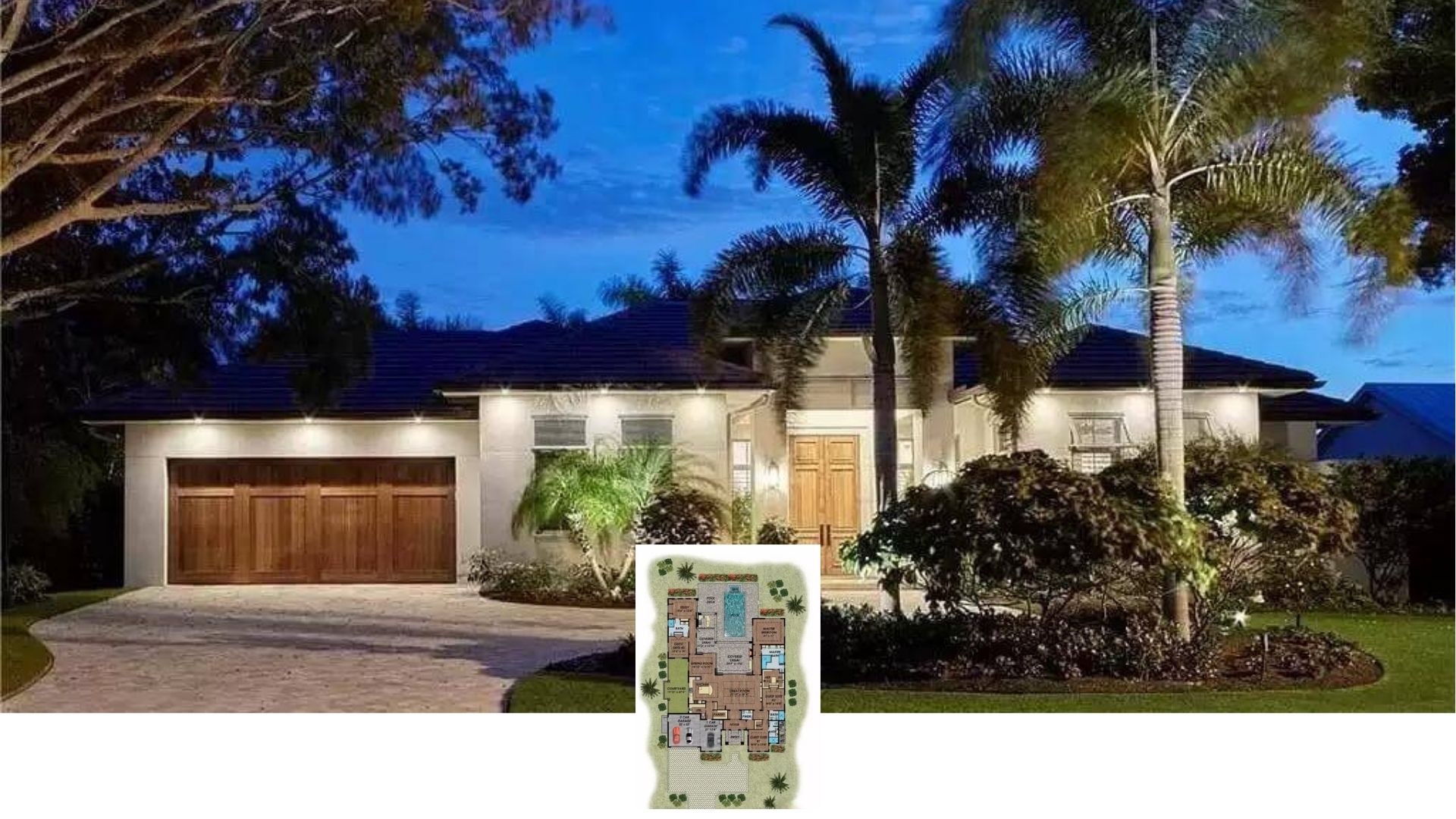 Step Inside This 4,467-Sq-Ft Contemporary Mediterranean Estate with Palm-Lined Arrival (4 Beds, 4.5 Baths, Floor Plan)