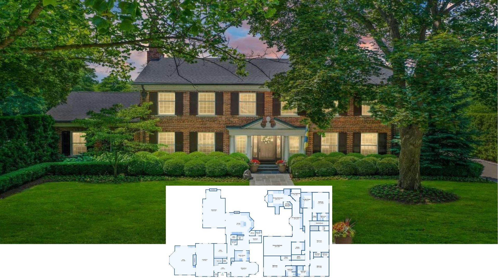 Tour This 7,082-Sq-Ft Brick Estate with 6 Bedrooms, 7 Baths, Dual Offices, and a Resort-Style Backyard