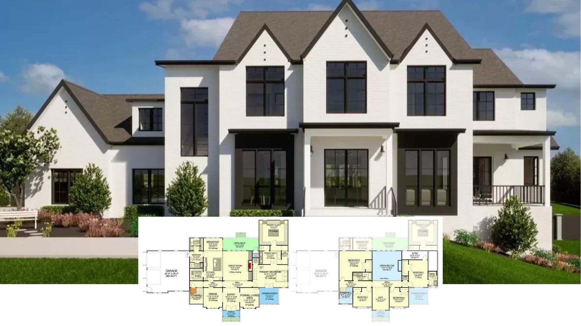Step Inside This Show-Stopping 5-Bedroom Contemporary Farmhouse with Poolside Pergola and Two-Story Great Room