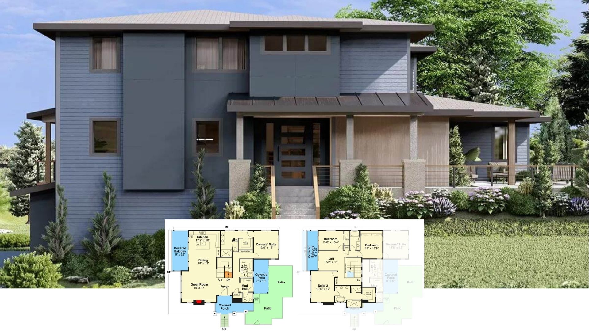 Take a Tour of This 4-Bedroom Modernist Home with Wrap-Around Balconies and a Low-Pitch Roof (Floor Plan)