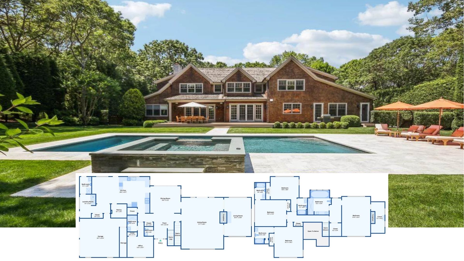 Tour This Amenity-Rich 4-Bedroom Craftsman Estate With a Pool, Double Living Rooms, and a Glass-Wrapped Wine Cellar (Floor Plan)