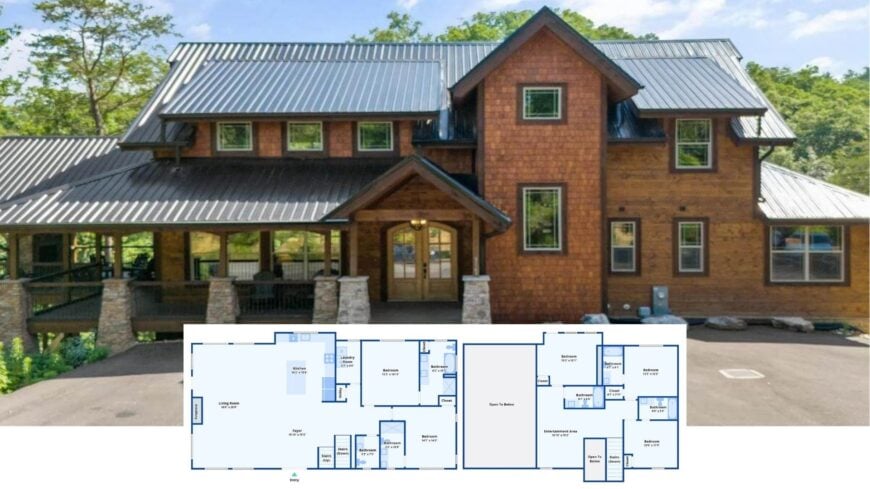 Tour This Spectacular 5-Bedroom Craftsman Lodge with an Indoor Pool and Soaring Metal Rooflines (Floor Plan)