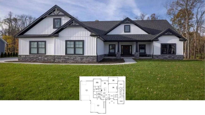 Step Inside This Black-Trimmed Craftsman Beauty with a Screened Porch and Media Lounge (2,321 Sq. Ft, 3-Bed Floor Plan)