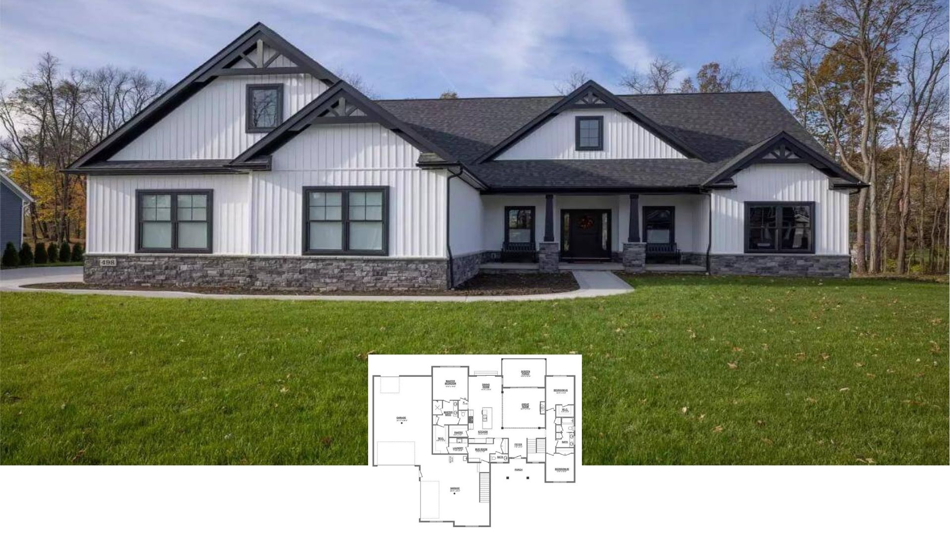 Step Inside This Black-Trimmed Craftsman Beauty with a Screened Porch and Media Lounge (2,321 Sq. Ft, 3-Bed Floor Plan)