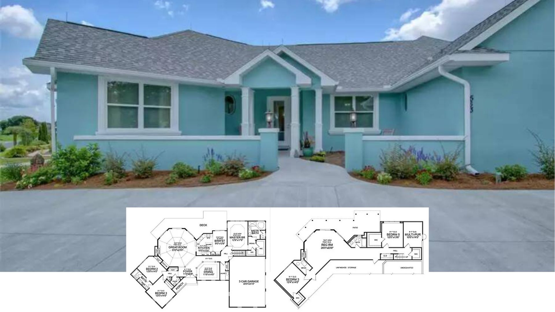 Step Inside This Bold Blue 3-Bedroom Craftsman with a Soaring 16-Foot Great Room (Floor Plan)