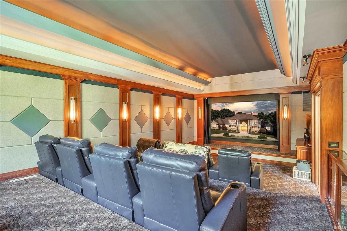 Home theater with reclining chairs.