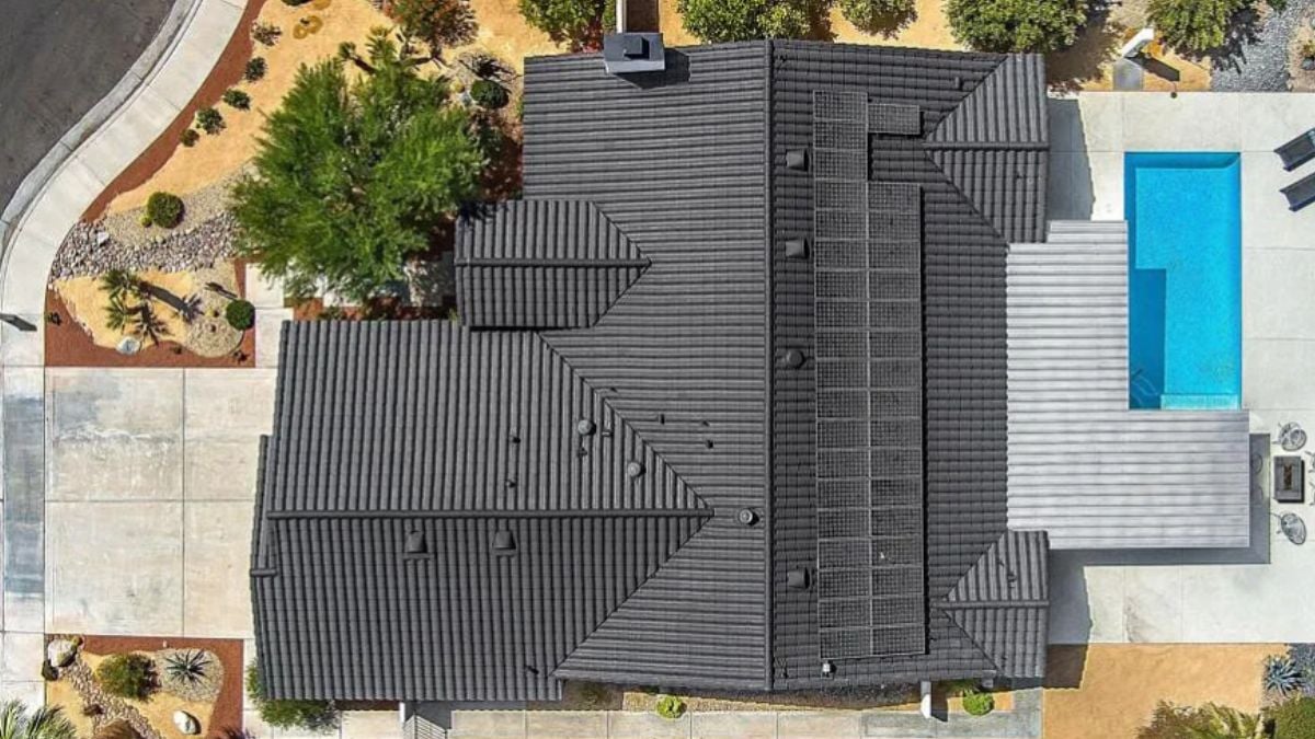 The aerial view of the property.
