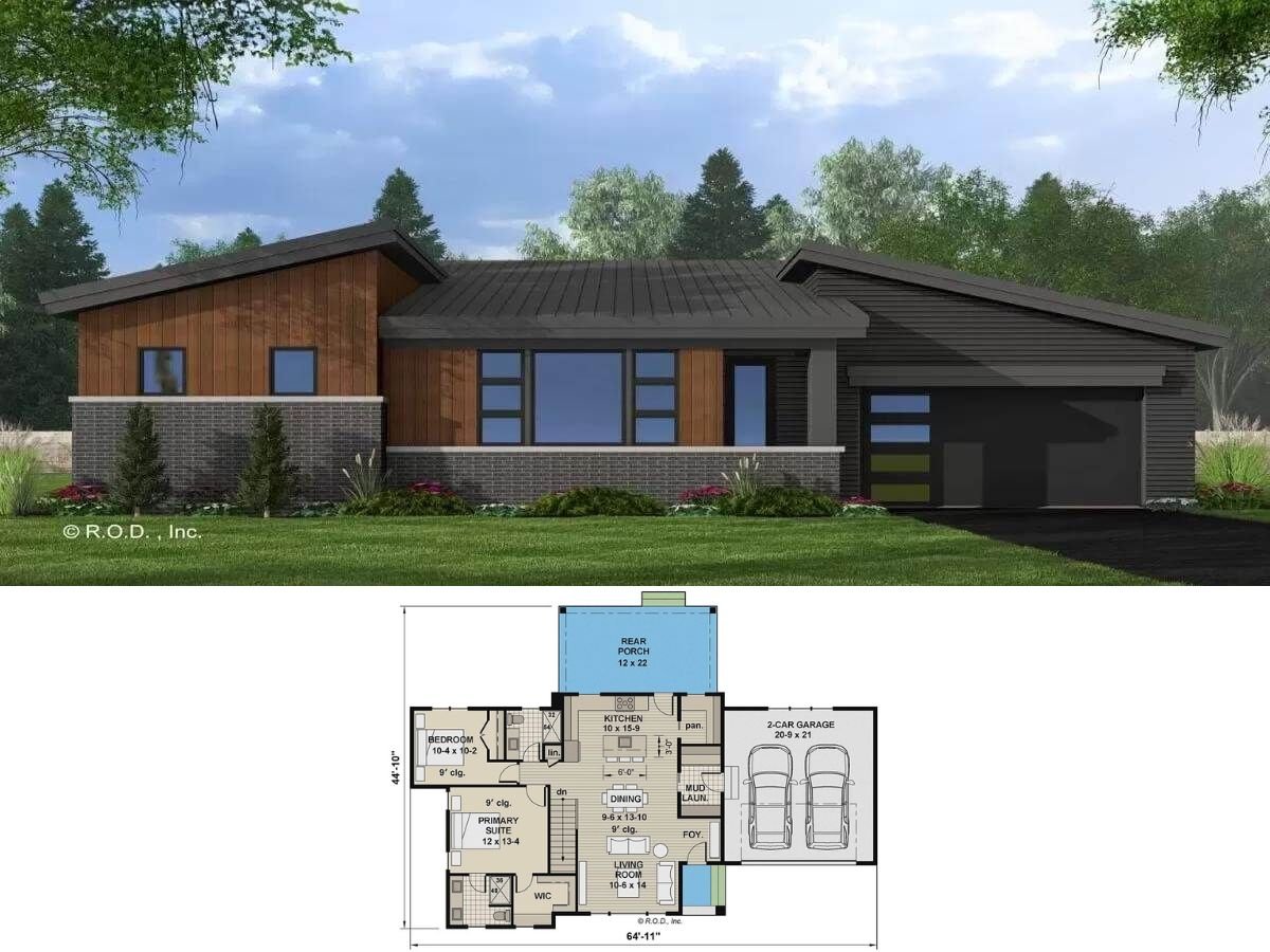 2-Bedroom Modern Home with 2-Car Garage and Open Living Space (Floor Plan)