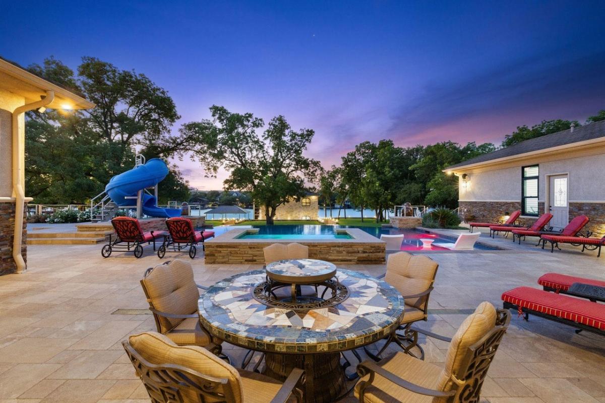Pool with lounge chairs.