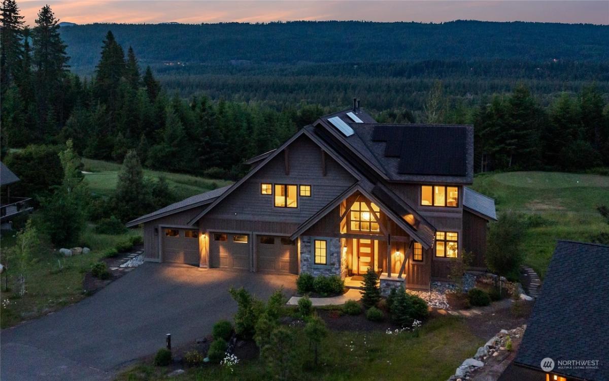 Aerial front view of the house.