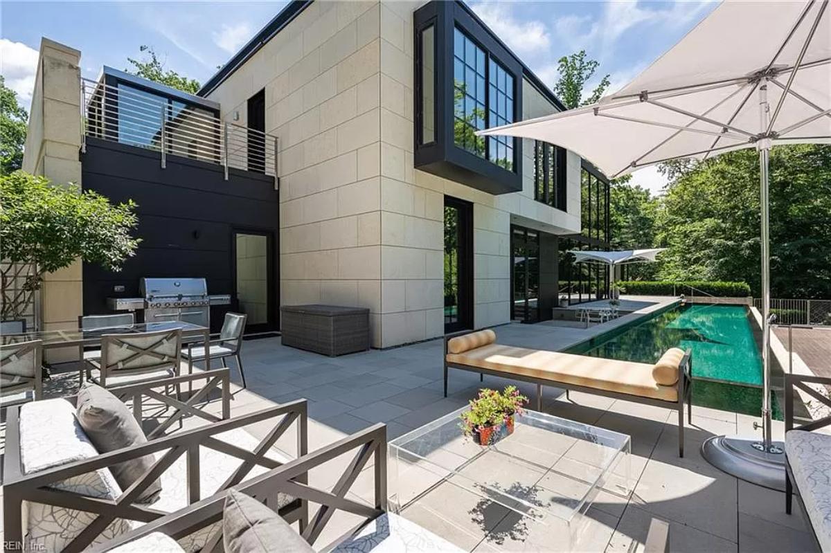 Pool with a grill area.