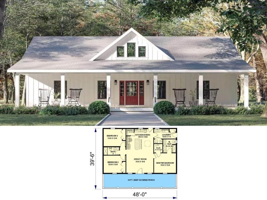 Step Onto the Porch of This 1,950-Sq-Ft, 3-Bedroom Craftsman Cottage—Rocking Chairs Included