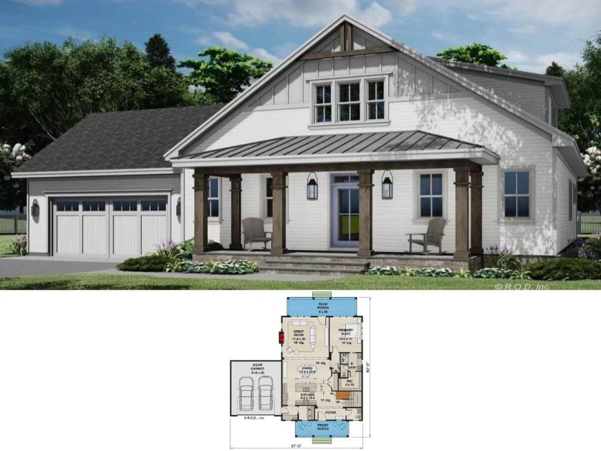 View of Experience Rustic Luxury Floor Plan: 4-Bedroom Barn-Inspired Country ...