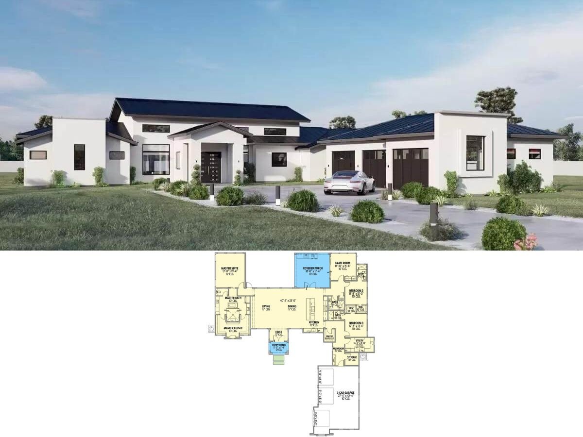 3-Bedroom Hill Country Home with Wet Bar and 3-Car Garage (Floor Plan)