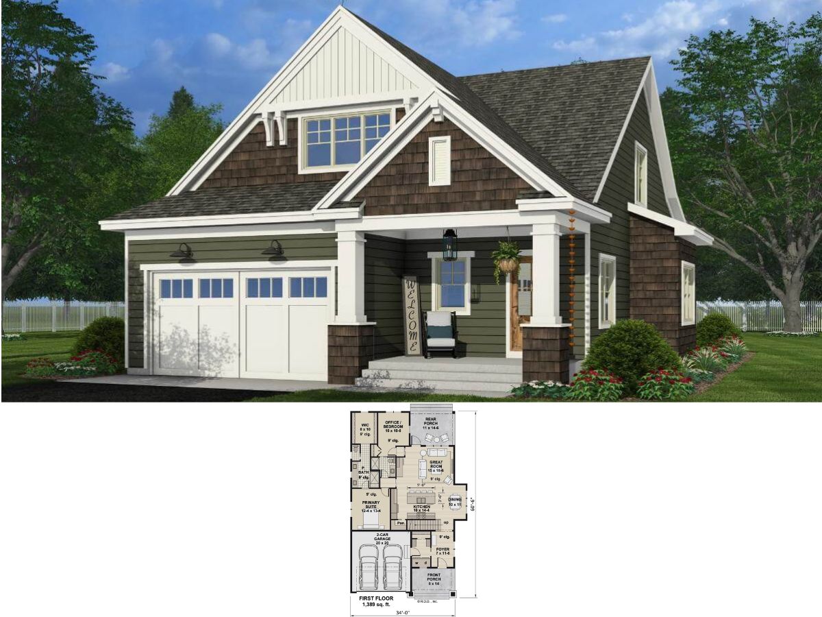 Pendleton 3-Bedroom Craftsman Home for a Narrow Lot with Loft (Floor Plan)