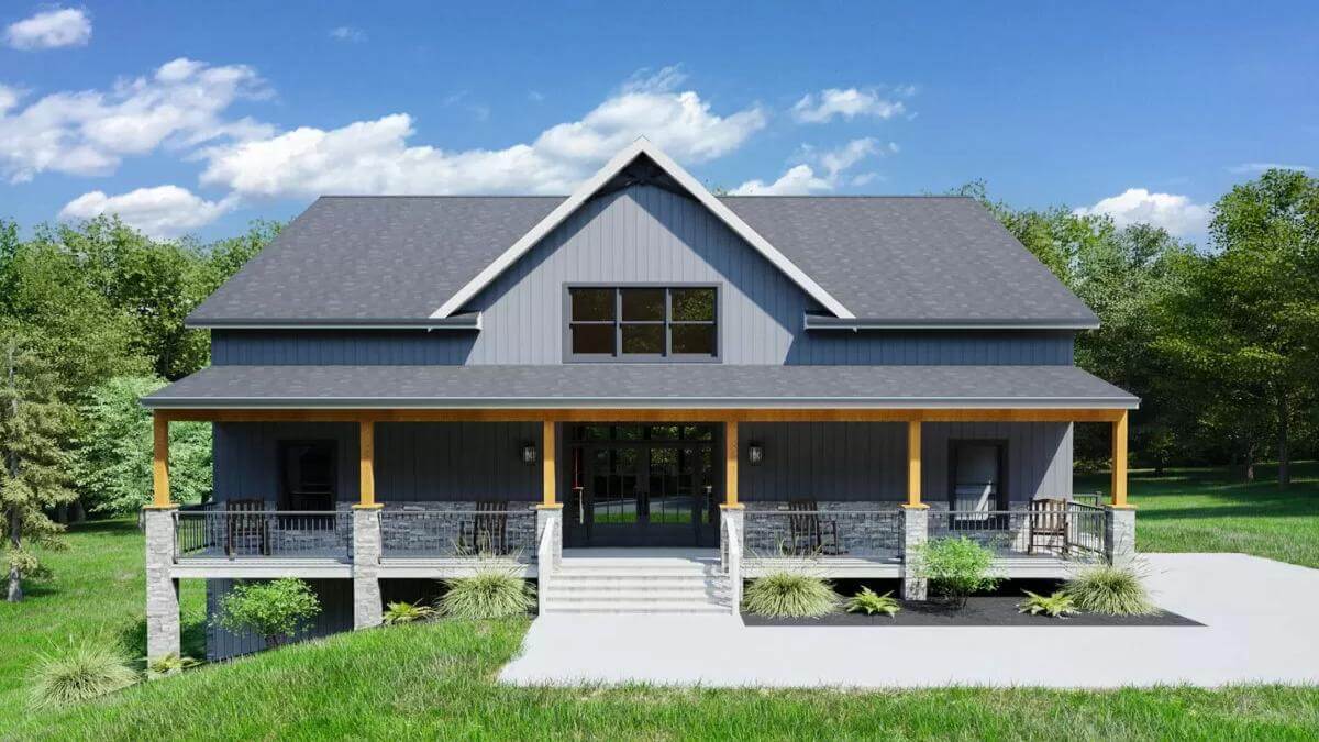 3-Bedroom Modern Farmhouse with Balcony and Bonus Room (Floor Plan)