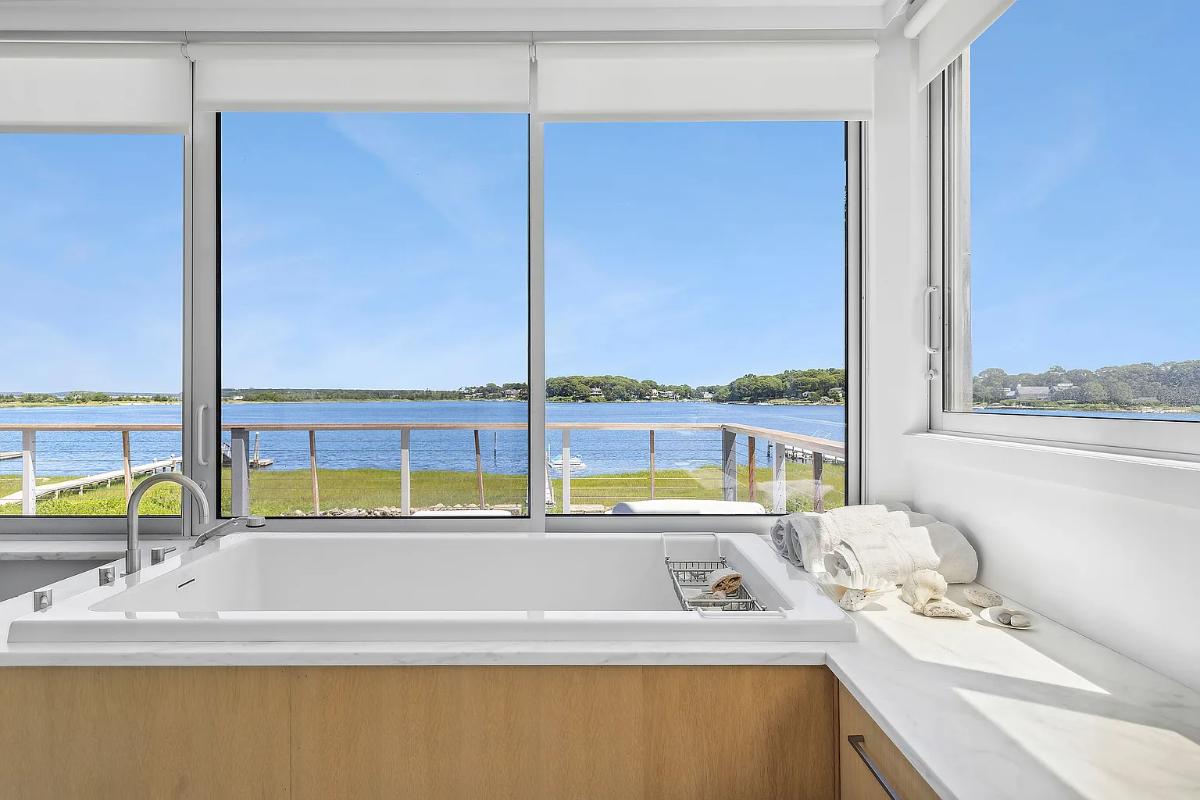 Bathroom with a soaking tub.