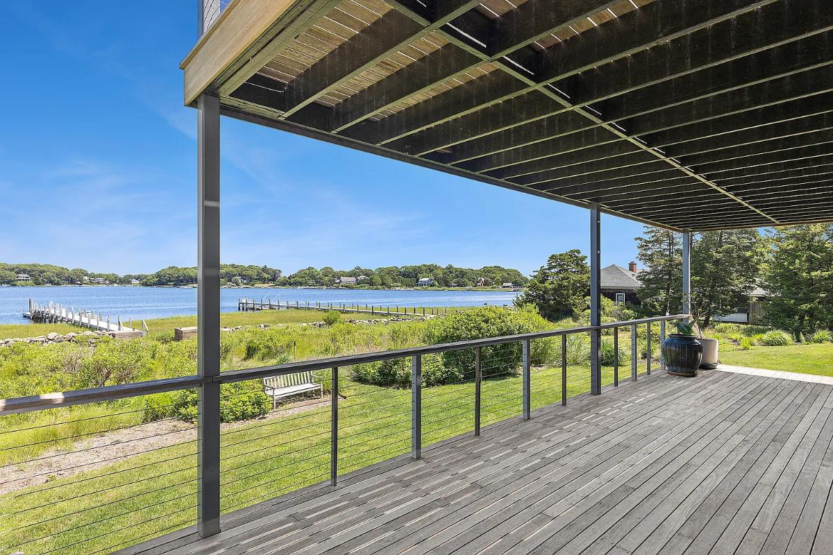 Deck with water views.
