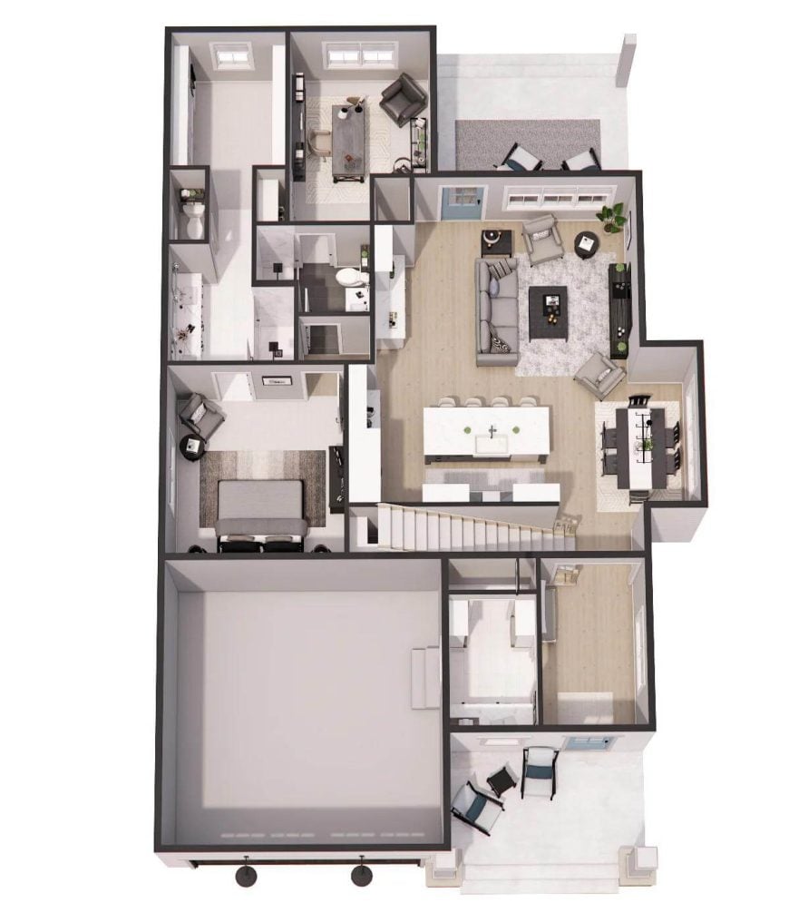 3D main level floor plan