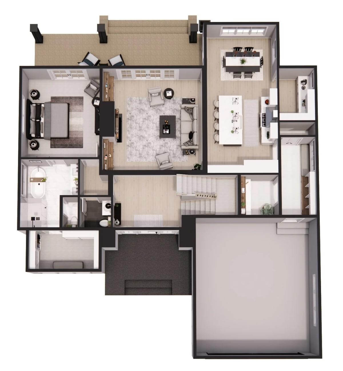 3D main level floor plan