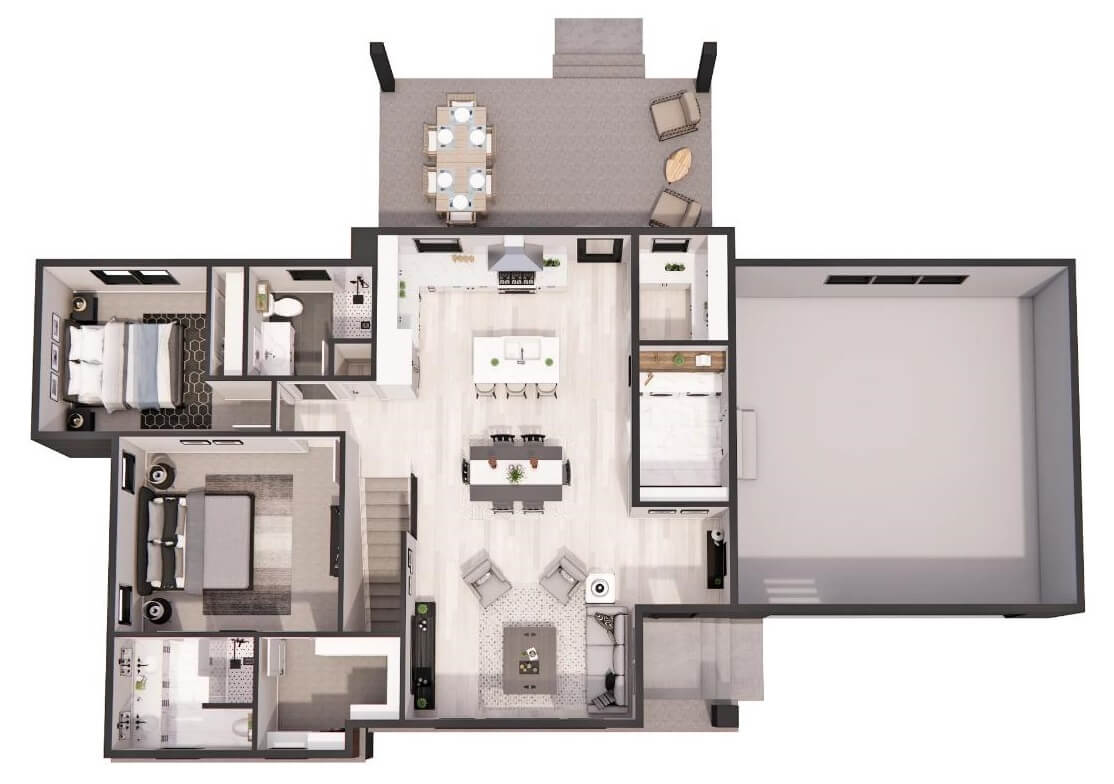 3D main level floor plan
