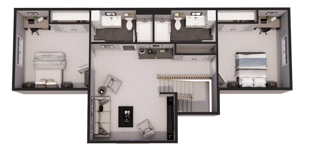 3D second level floor plan