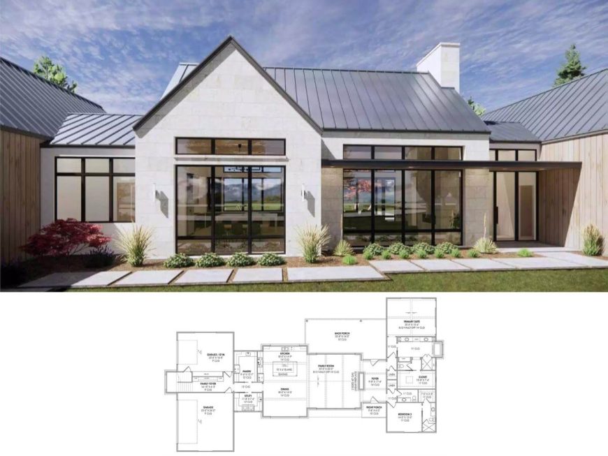 3-Bedroom Single-Story New Haven Modern Farmhouse with 2-car Garage and ...