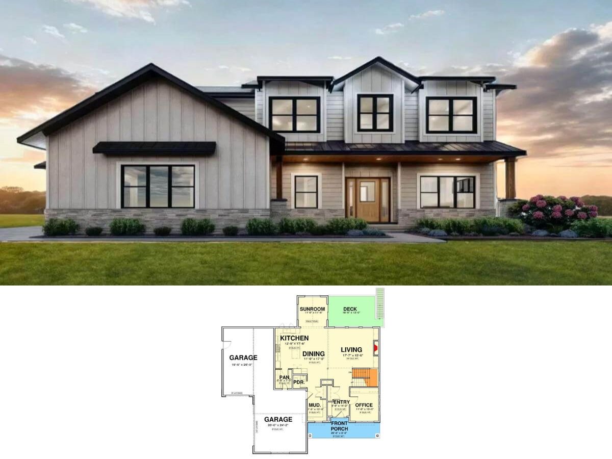 Traditional Style 5-Bedroom Home with Balcony and Basement Expansion (Floor Plan)