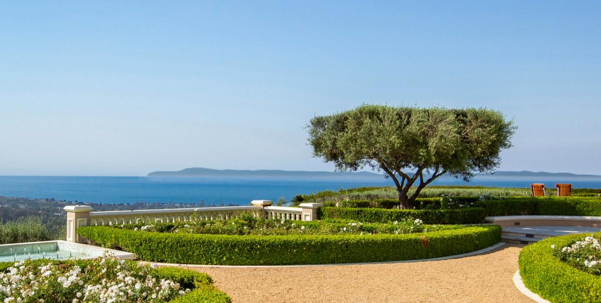 Garden with an ocean view.