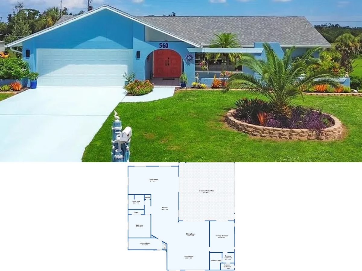 2-Bedroom Key West Style Single Family Home (2,172 Sq. Ft. Floor Plan)