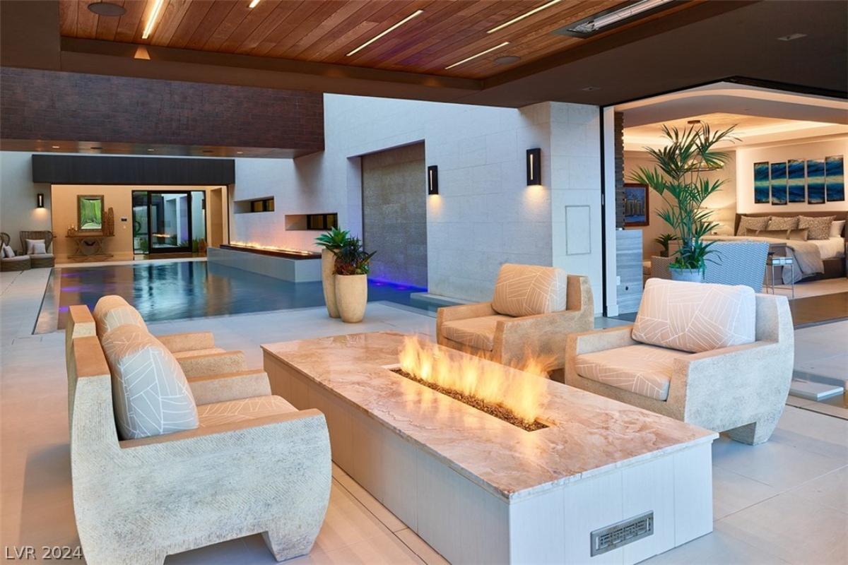 Fire pit adjacent to the pool.