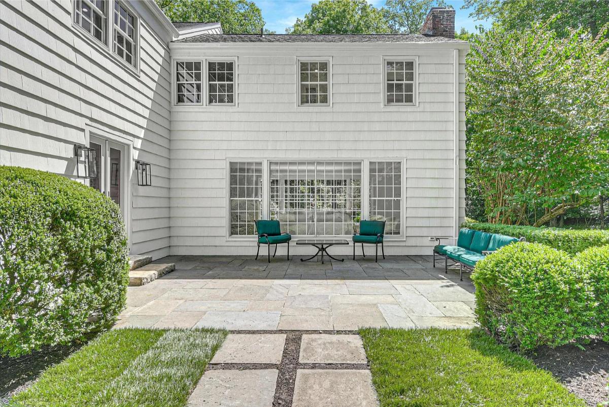 Patio with a table and chairs.