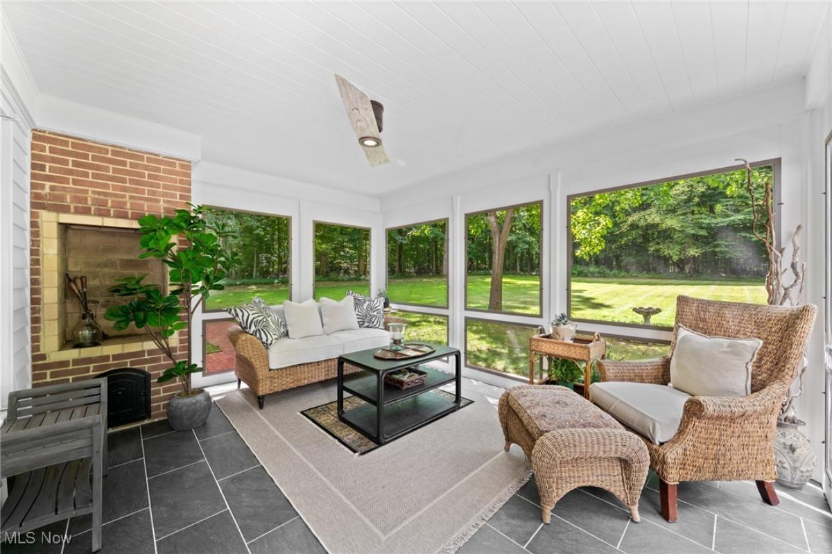 Sunroom with glass walls.