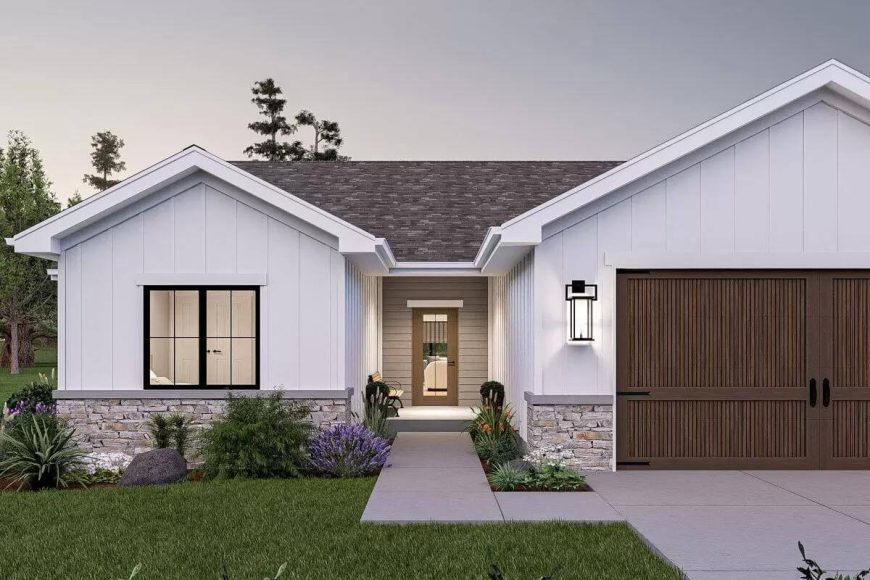 Modern Farmhouse Style 3-Bedroom Ranch with Open Concept Design (Floor ...
