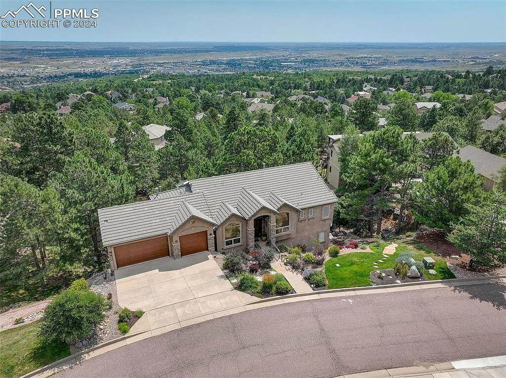 Aerial view of the 6-bedroom home.