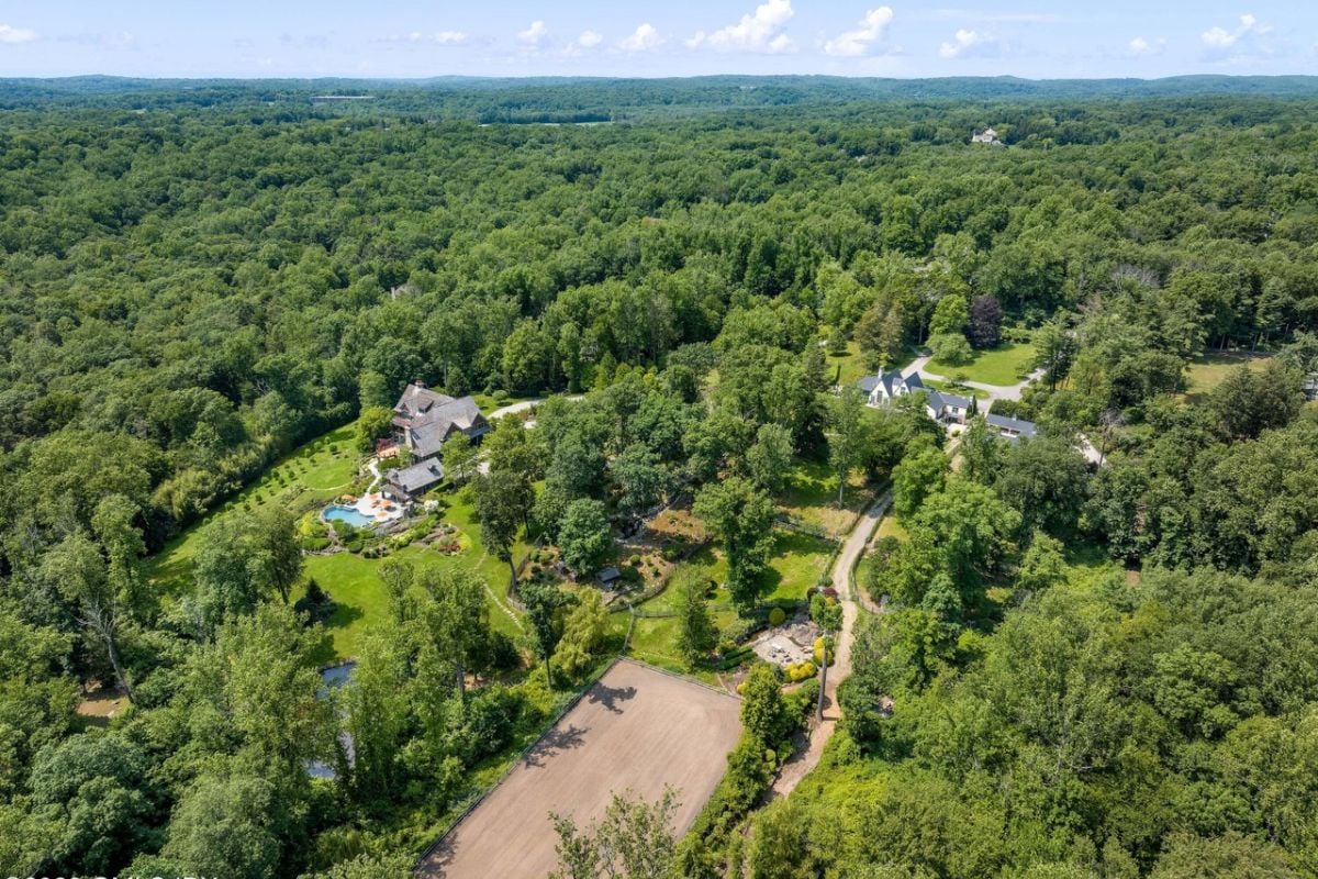 The aerial view of the property.
