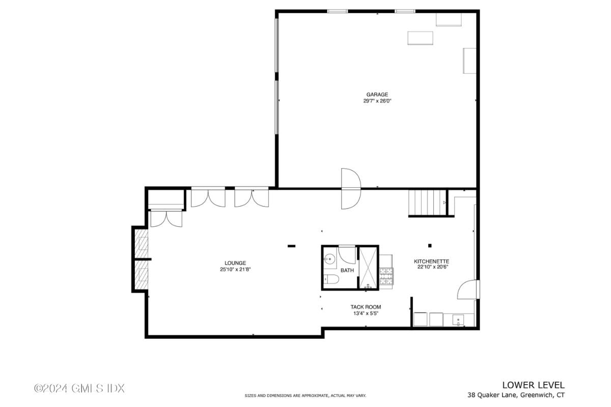 A lower level floor plan.