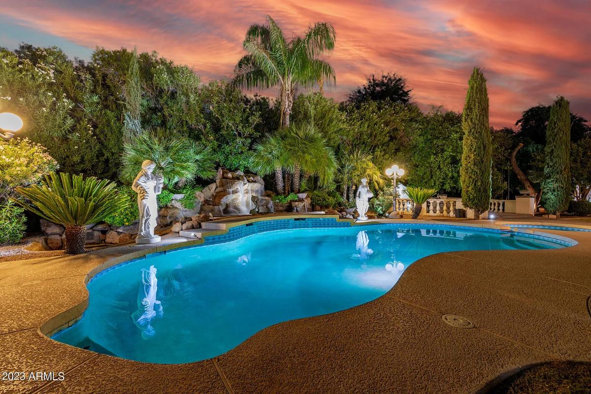 Pool with waterfalls.