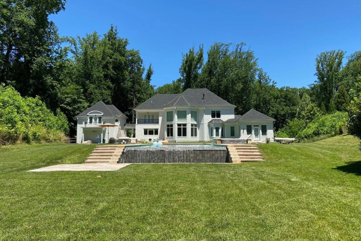 The rear view of the property.