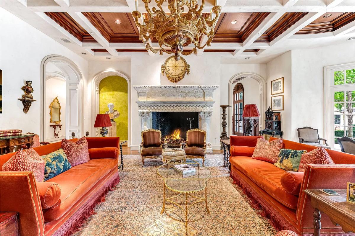 Living room with a fireplace.