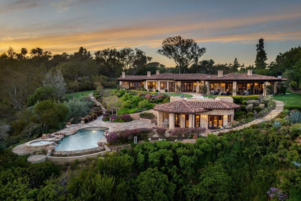 The rear view of the property.