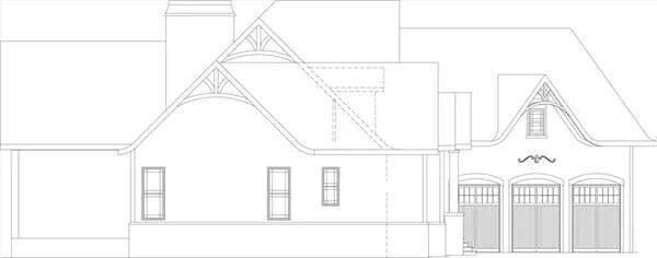 Left elevation sketch of the Tres Le Fleur 3-bedroom rustic ranch.