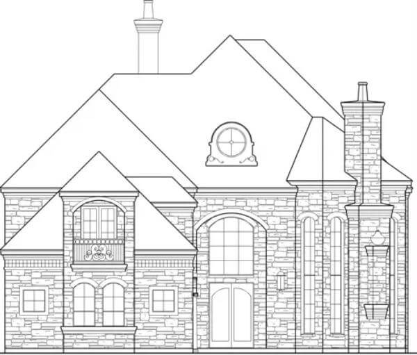 Front elevation sketch of the 3-bedroom traditional two-story Avalon home.